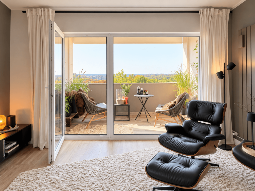 Wohnzimmer mit Balkonblick